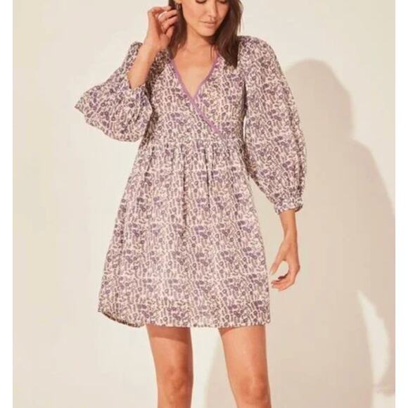 Daughters of India Binita Mini Dress Violet Floral Boho Cotton XS NWT - Picture 16 of 16